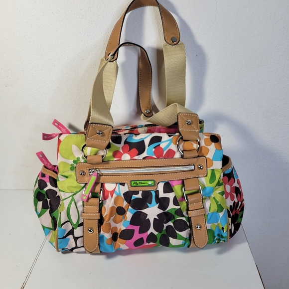 Lily Bloom Bags Lily Bloom Floral Pattern Purse 2 Side Pockets 3 Compartments Main Body
